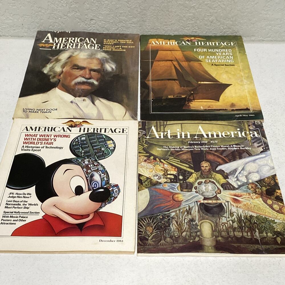 Lot of 4 Vintage Magazines 1980’s American Heritage Art In America Twain Disney
